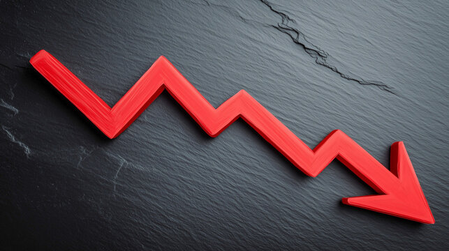 Negative trend symbol falling red arrow concept