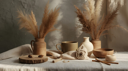 still life with bread and wheat
