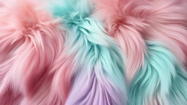 Soft Pastel Gradient Synthetic Fur with Wind Effect