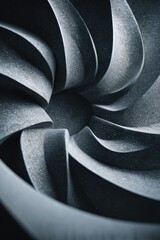 Hypnotic Spiral of Textured Metal Turbine Blades in Dramatic Light.