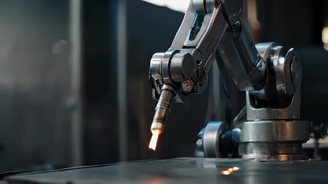 Automated Welding Robot Arm in Action - Precision and Efficiency.