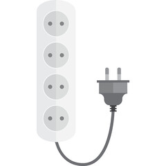 Electrical Extension Cord With Four Outlets And A Gray Plug On A White Background With A Transparent Background Ideal For Design Projects And Technical Illustrations