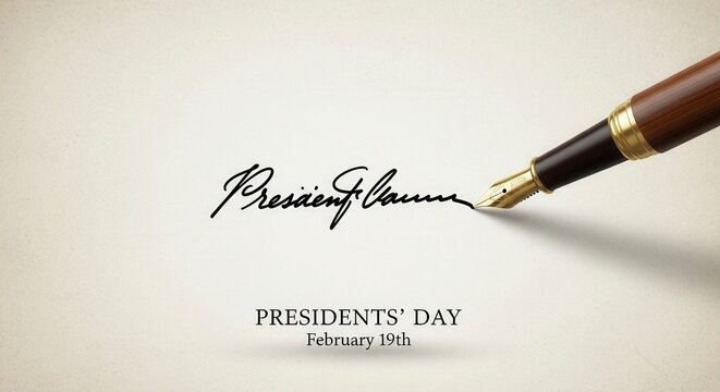 Presidents Day Signature Fountain Pen Writing.