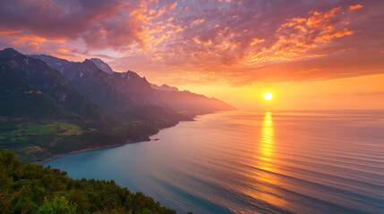 sunset over the lake