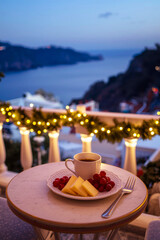 cup of coffee and chocolate with chirismas background