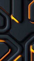 Abstract dark gray geometric pattern with glowing orange lines