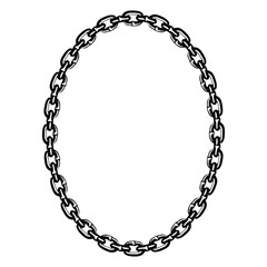 Oval chain border illustration in black and white, a simple and elegant design for various creative applications