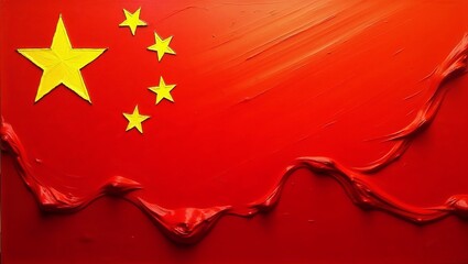 The flag of the People's Republic of China painted with colors.
