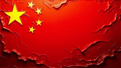 The flag of the People's Republic of China painted with colors.

