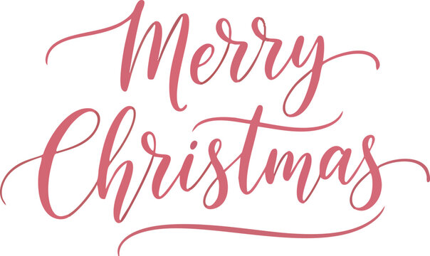 Elegant Merry Christmas calligraphy text design in pink