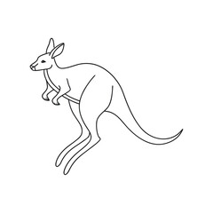Simple line drawing of a kangaroo in mid leap