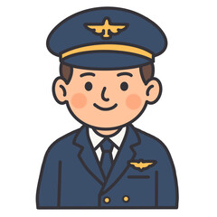 Hand draw pilot uniform cartoon character