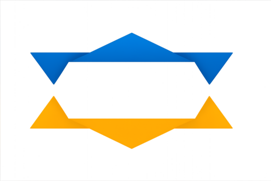 Blue and yellow geometric ribbon banner badge label frame isolated on transparent background