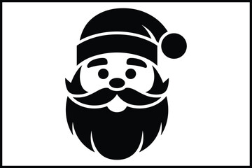 Santa claus head silhouette icon for christmas holiday season isolated on white background, Vector