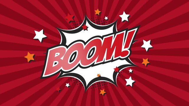 BOOM! - Comic Pop Art text video 4K, chroma key version included.
