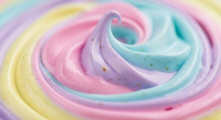 Abstract Multicolored Swirl of Smooth Texture with Delicate Highlights, Featuring Pastel Shades, Gentle Curves, and a Soft, Dreamy Aesthetic.