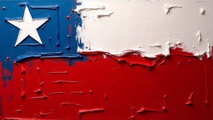 The flag of Chile painted with colors.