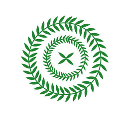 Green leafy spiral wreath with floral center