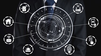 Obraz premium Concept of smart home automation enhances modern living. This innovative smart home system provides security, convenience, and control for a connected lifestyle. Gist