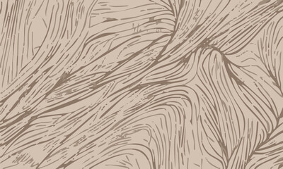 Seamless Abstract Hand Drawn Flowing Lines Texture, Organic Brown Fur, Hair, or Wood Grain Vector Background