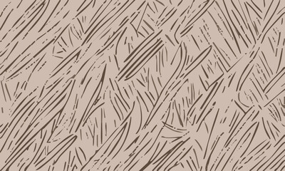 Seamless Abstract Rough Hatching Texture, Hand Drawn Brown Fur or Grass Vector Background © Bayanakun