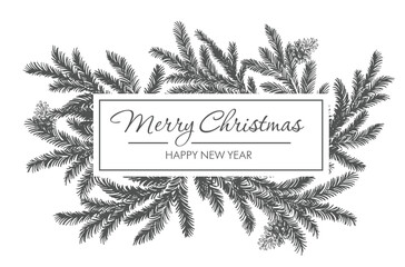 Christmas frame in sketch style. Hand drawn illustration.	
