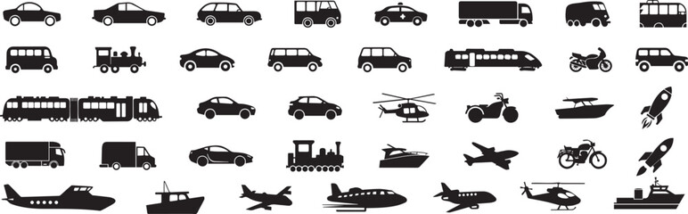 Pixel art transport set isolated on white background in vector format © Mobasshara
