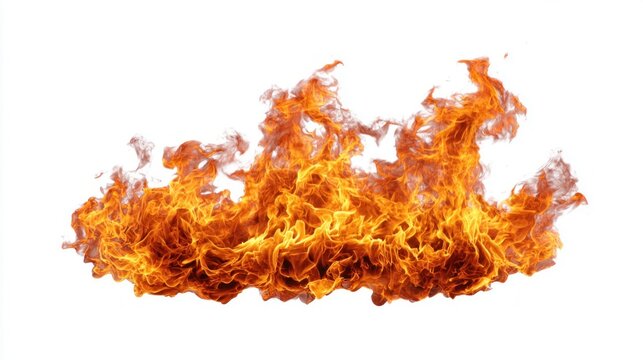 Vibrant flames isolated on white background, perfect for design elements