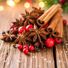 Anissternj, Zimtstangen und Pfeffer – Gewürzmischung zum Kochen von Fleisch.