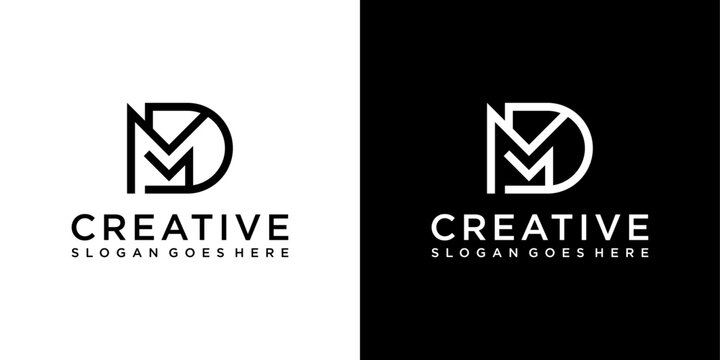 MD or DM initial letter logo design vector