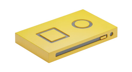 Yellow box with a square and a circle on it. isolated illustration on  transparent background PNG