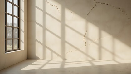 Minimal Light Beige Background with Subtle Window Shadows for Product Display