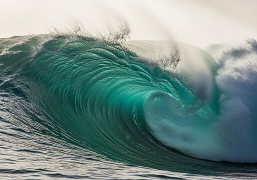 Ocean wave breaking turquoise water