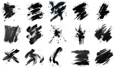 A collection of dynamic black ink brush strokes perfect for enhancing artistic projects. These versatile strokes offer unique textures and expressive styles ideal for backgrounds and designs.