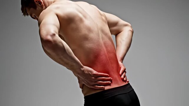 Man Experiencing Acute Lower Back Pain and Lumbar Discomfort Illustration