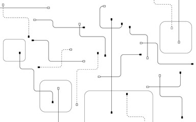 Abstract black futuristic technology background. Technology background with crossed lines and dots.