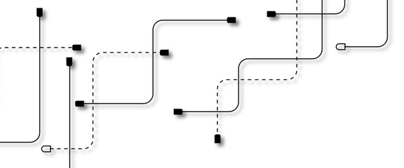 Abstract black futuristic technology background. Technology background with crossed lines and dots.