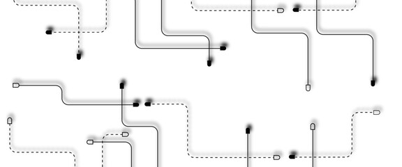 Abstract black futuristic technology background. Technology background with crossed lines and dots.