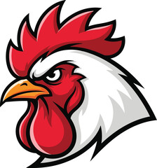 Obraz premium Illustration of aggressive rooster head isolated on, illustration style