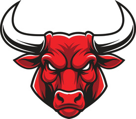 illustration of a red bull head isolated on white background