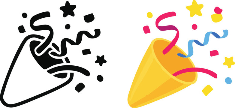 Party confetti icon set , Confetti explosion icon for celebration or party, Cartoon emoji of birthday confetti explosion. Vector illustration ! - Powered by Adobe