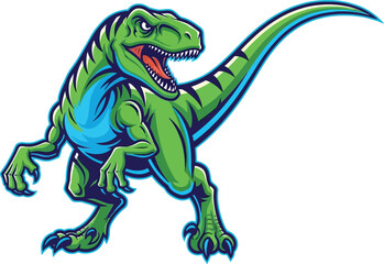 Fototapeta premium Illustration of green dinosaur mascot isolated on, cartoon illustration