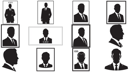 Framed Portrait CEO silhouette — generic executive headshot icon for corporate profiles, leadership pages and business presentations