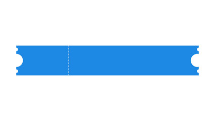 A simple, vibrant blue ticket with perforated edges conveys anticipation and entry access.