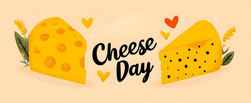 National cheese lovers day text featuring cheese illustrations and a festive celebration theme