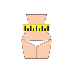 Weight Loss Line Icon, Fitness Health Waist Symbol Vector Illustration