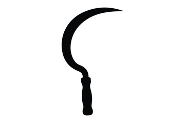 Grass sickle silhouette vector, sickle tool black silhouette