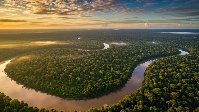 Breathtaking aerial Amazon rainforest view for eco travel and conservation blogs