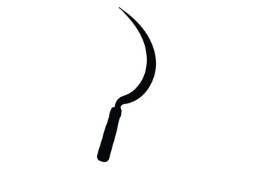 Grass sickle silhouette vector, sickle tool black silhouette