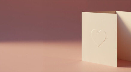 A postcard with a white heart on a white background